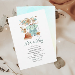 Baby boy cloths watercolor Baby Shower Invitation