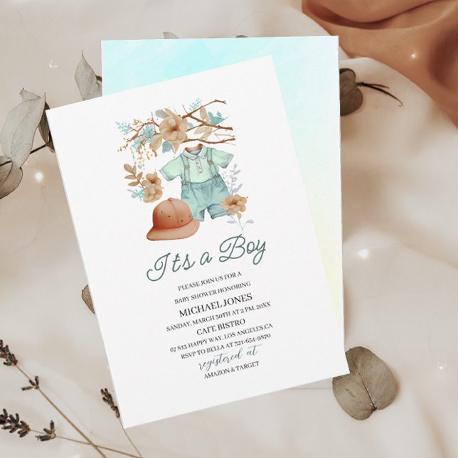 Baby boy cloths watercolor Baby Shower  Invitation (Creator Uploaded)