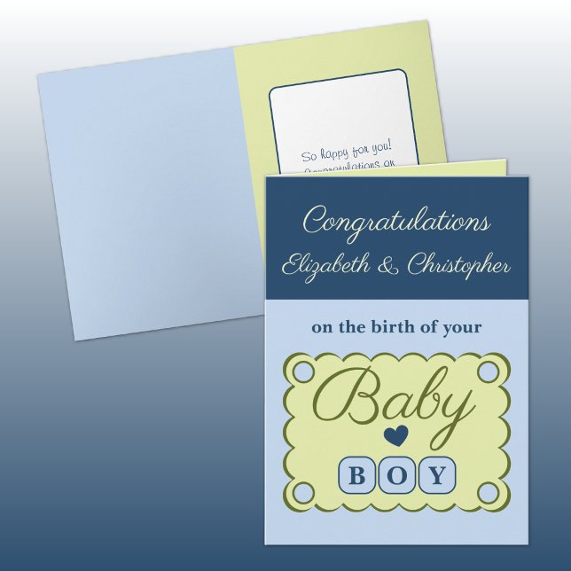 Baby boy congratulations blue green card (Creator Uploaded)