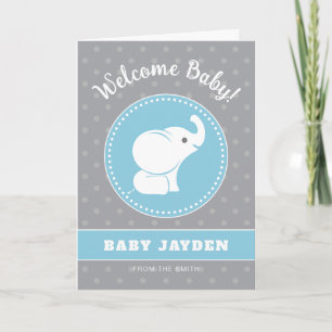 Baby Boy Congratulations Card with Elephant