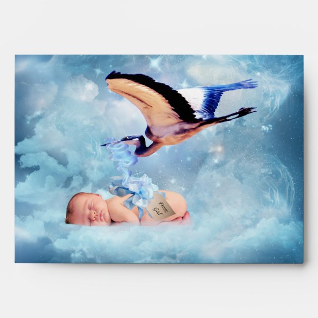 Baby boy congratulations or invite envelope (Front)