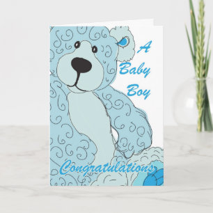 Baby Boy Congratulations Teddy Bear in Blue Card