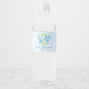 Baby Boy, Country Floral Baby Shower Water Bottle Label