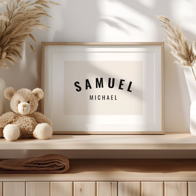 Baby Boy Custom Name Print Minimalist Neutral Art (Creator Uploaded)