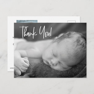 Baby Boy Custom Photos Handlettering thank you Postcard