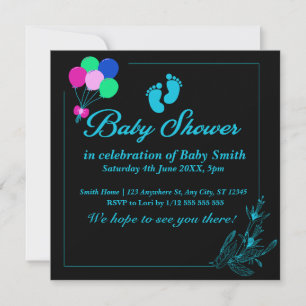Baby Boy Cute Baby Shower   Invitation