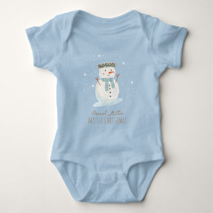 Baby Boy Cute Snowman First Christmas Bodysuit