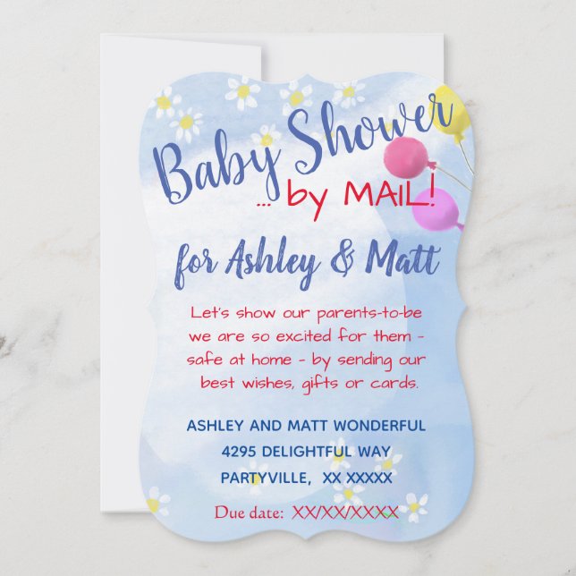 Baby Boy Daisies Balloons Baby Shower Invitation (Front)