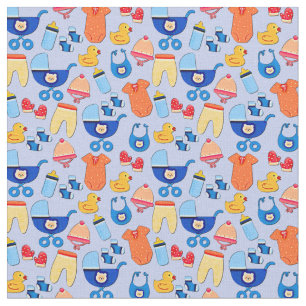 Baby Boy  Design on Blue Fabric