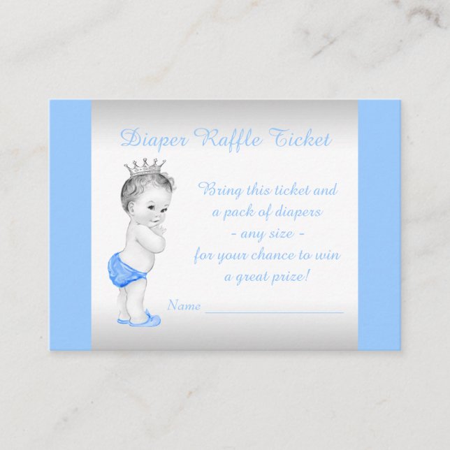 Baby Boy Diaper Raffle Ticket Enclosure Card (Front)