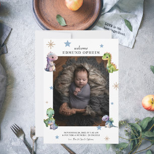 Baby Boy Dinosaur Birth Photo Announcement