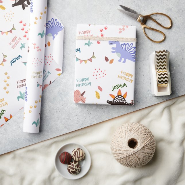 Baby Boy Dinosaur birthday Wrapping Paper (Crafts)