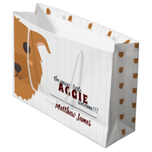 Baby Boy Dog Maroon Large Gift Bag