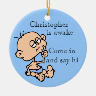 Baby boy door hanger Personalise name Ceramic Ornament