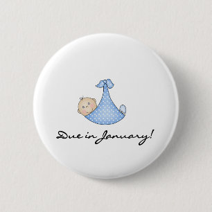 Baby Boy Due in January 6 Cm Round Badge