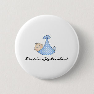 Baby Boy Due in September 6 Cm Round Badge