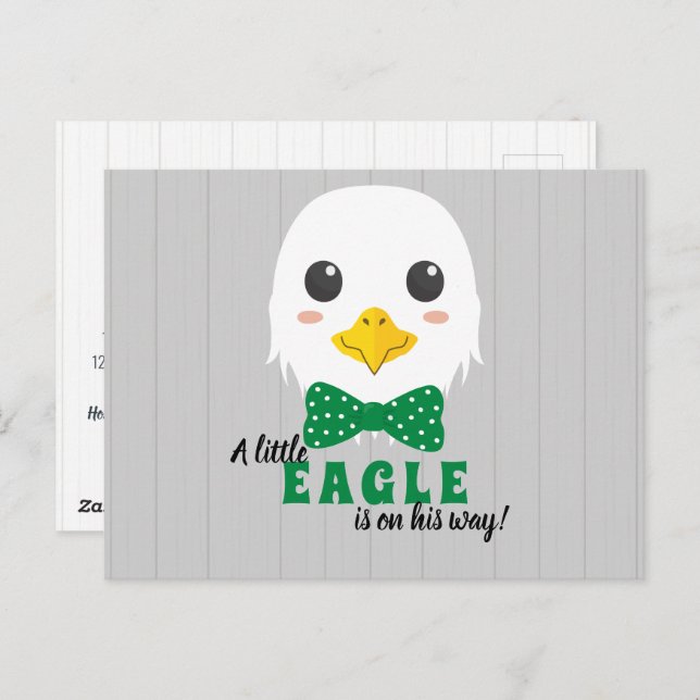 Baby Boy Eagle Green Baby Shower Invitation Postcard (Front/Back)