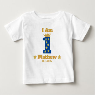 Baby Boy Elegant 1st Birthday Personalised White Baby T-Shirt