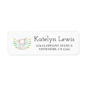 Baby Boy Elephant Baby Shower Address Labels