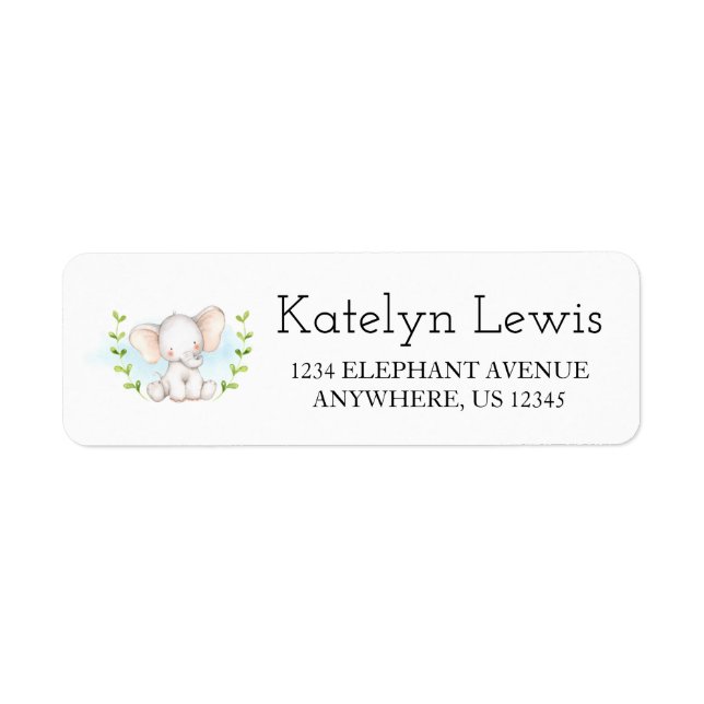 Baby Boy Elephant Baby Shower Address Labels (Front)