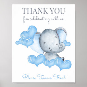 Baby Boy Elephant Baby Shower Favour Table Sign
