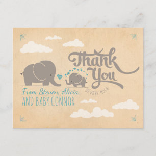 Baby Boy Elephant Baby Shower Thank You Cards