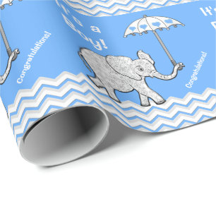 Baby Boy Elephant Baby Shower Wrapping Paper