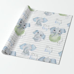 Baby Boy Elephant It’s a Boy Shower Wrapping Paper