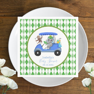 Baby Boy Elephant & Monkey Golf Napkin