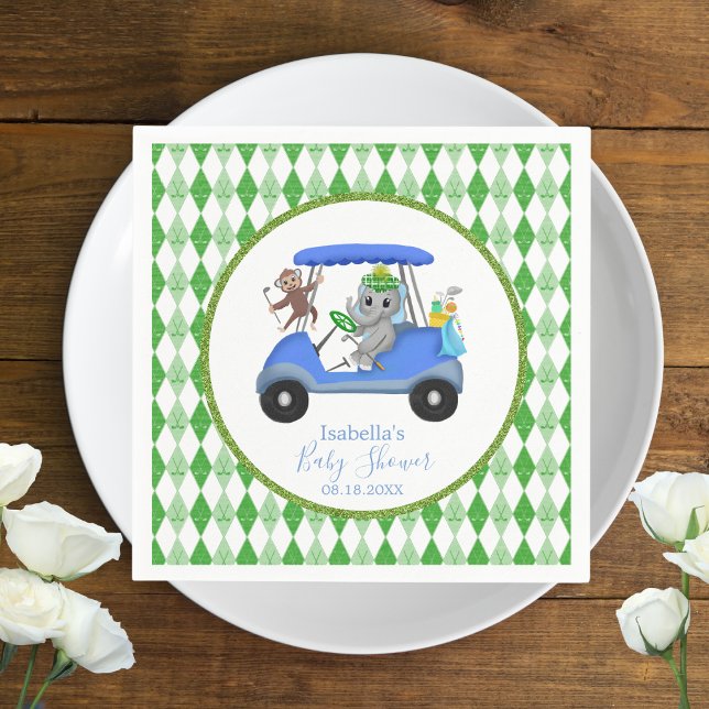 Baby Boy Elephant & Monkey Golf Napkin (Creator Uploaded)