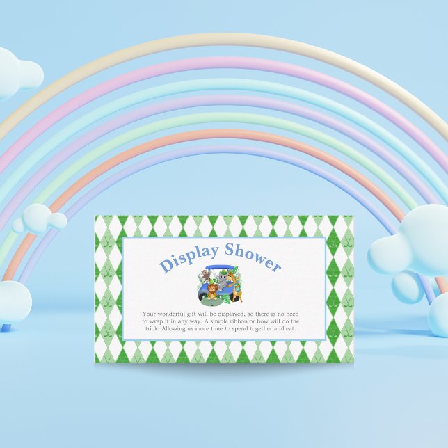 Baby Boy Elephant & Monkey Golf Shower Display  Enclosure Card (Creator Uploaded)