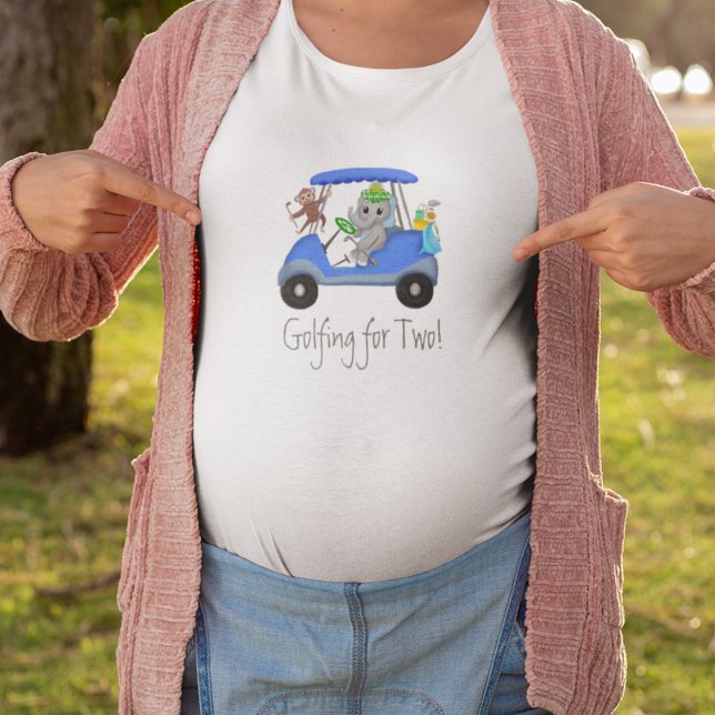 Baby Boy Elephant & Monkey Golfing For Two T-Shirt (Golf Duo Tees Up: Adorable attire for the Mommy-to-Be with future golfer vibes!)