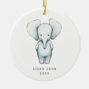 Baby Boy Elephant Personalized Cute Custom Ceramic Ornament