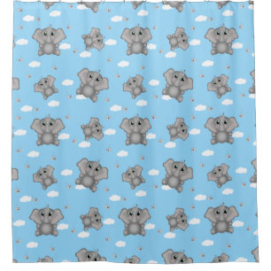Baby Boy Elephant Shower Curtain