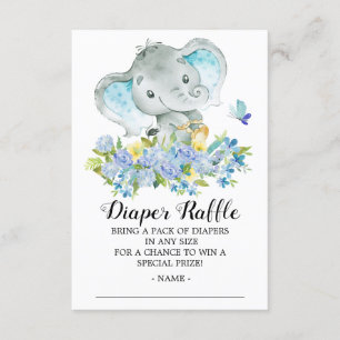 Baby Boy Elephant Shower Diaper Raffle Ticket Enclosure Card