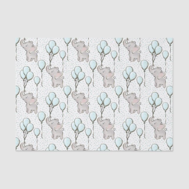 Baby Boy Elephants Tissue Paper (Front)