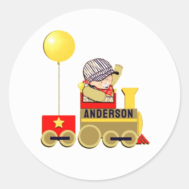 Baby Boy Engineer Classic Round Stick Sticker (Front)