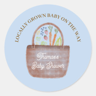 Baby Boy Farmer's Market Baby Shower Invitation Classic Round Sticker