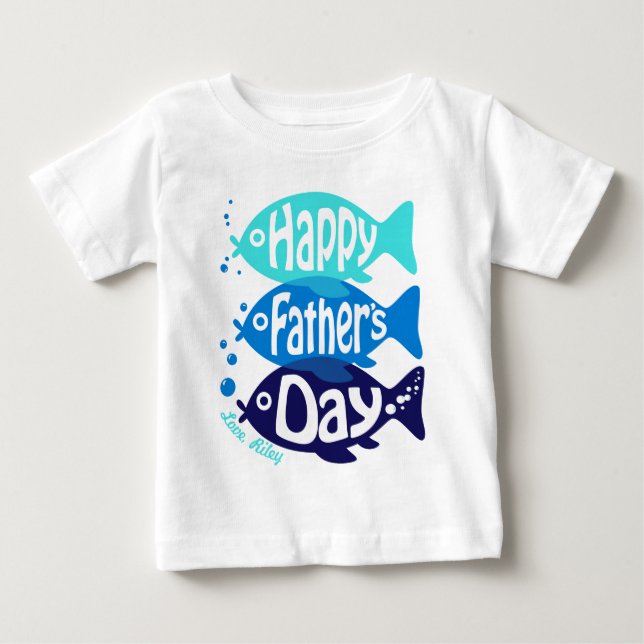 Baby Boy Fathers day Romper with Fish T-Shirt (Front)