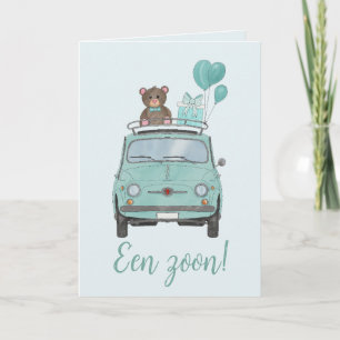 Baby Boy Fiat 500 Dutch Congratulations Card