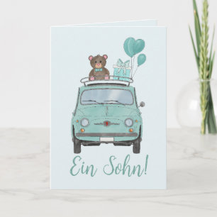 Baby Boy Fiat 500 German Congratulations Card