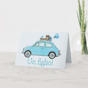 Baby Boy Fiat 500 Italian Congratulations Card