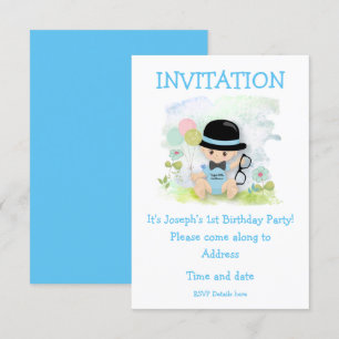 Baby Boy First Birthday Party Invitation