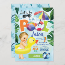 Baby boy first birthday pool party tropical