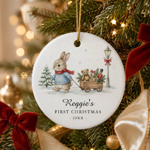 Baby Boy First Christmas Keepsake Personalised Ceramic Ornament