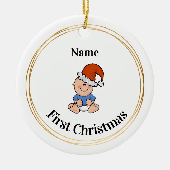 Baby Boy First Christmas Ornament (Front)