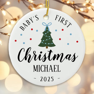 baby boy first christmas ornament blue & green