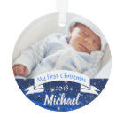 Baby Boy First Christmas Photo Ornament