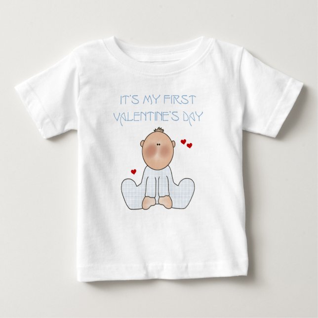 Baby Boy First Valentine's Day Baby T-Shirt (Front)