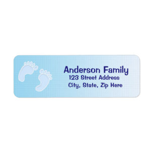 Baby Boy Footprint Blue Address Label Return Address Label